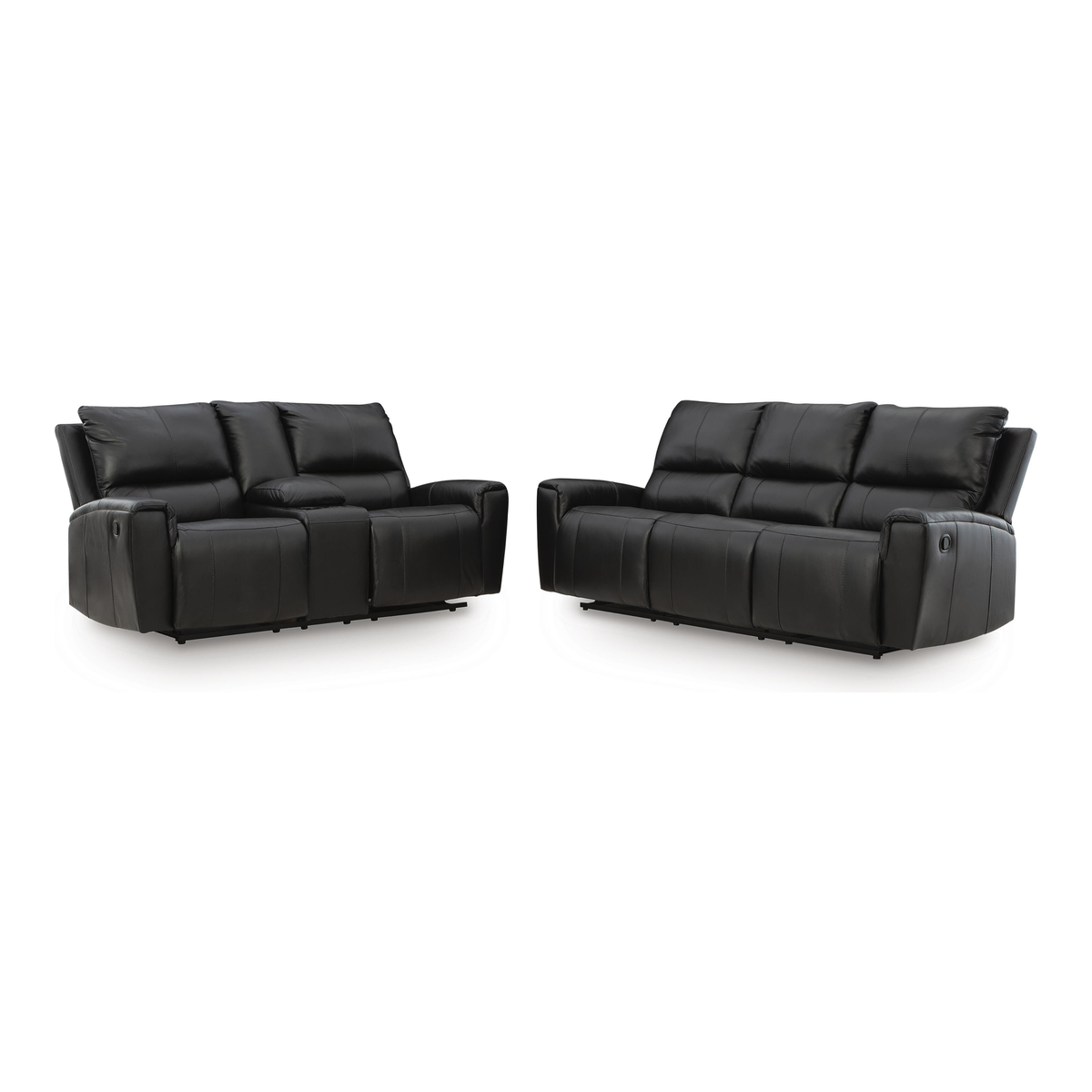 Glossmore Sofa and Loveseat in Black
