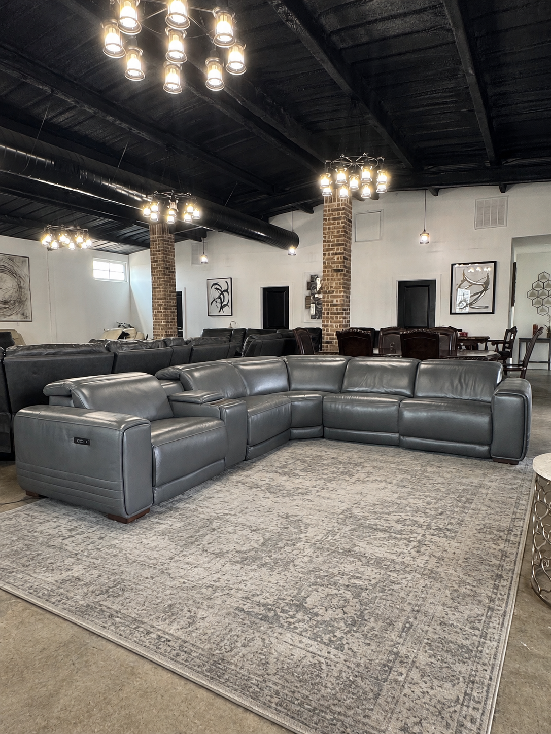 Karson Leather Power Reclining Sectional with Power Headrests — New in Box