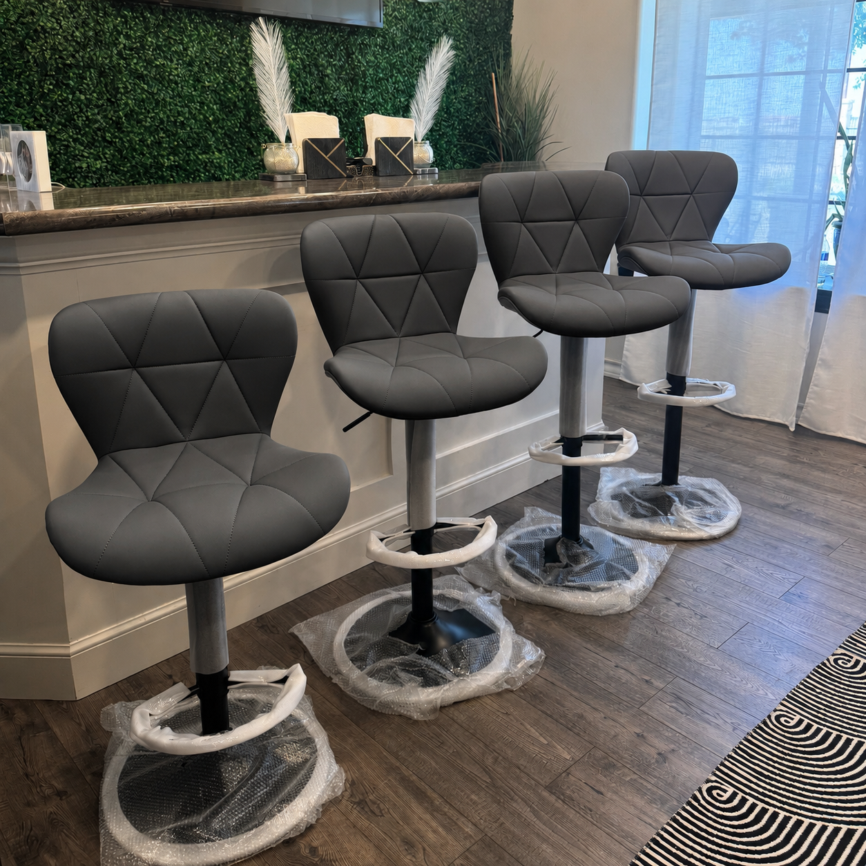 Diamond-Stitch Adjustable Barstool — 5 Colors
