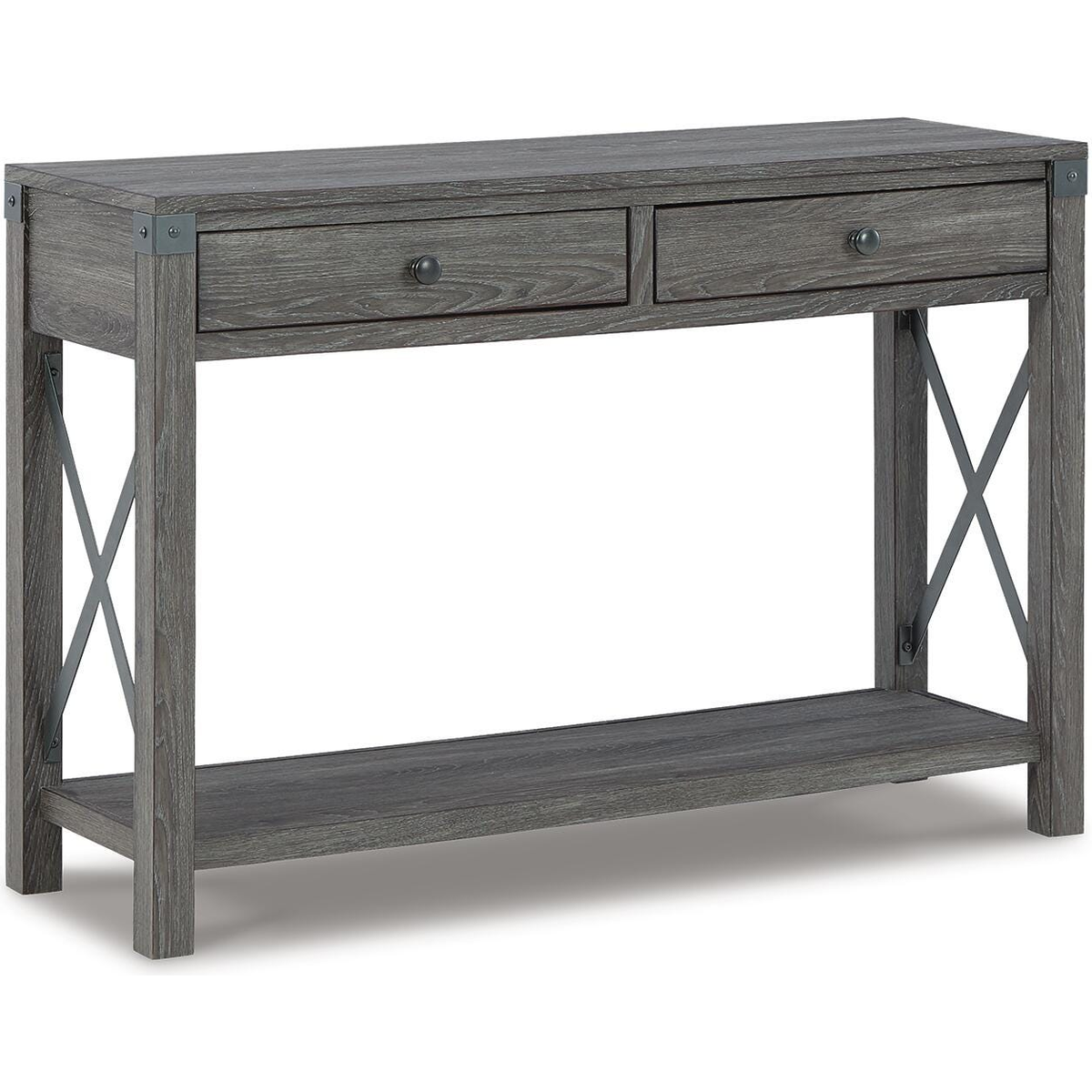 Freedan Console Sofa Table in Grayish Brown