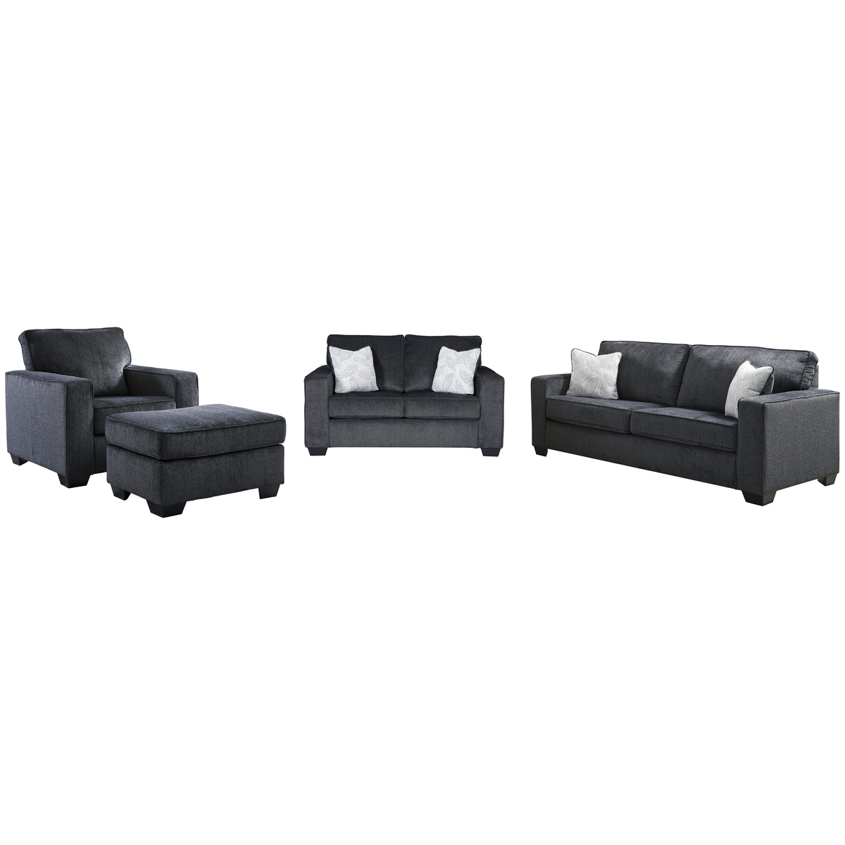Altari Sofa, Loveseat, Chair and Ottoman in Slate