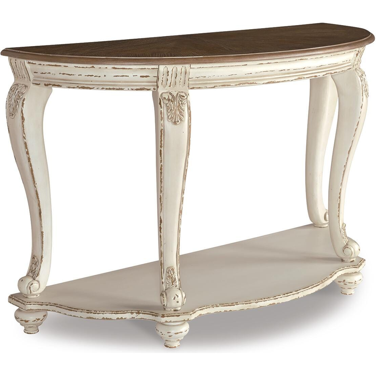 Realyn Sofa Table in White/Brown