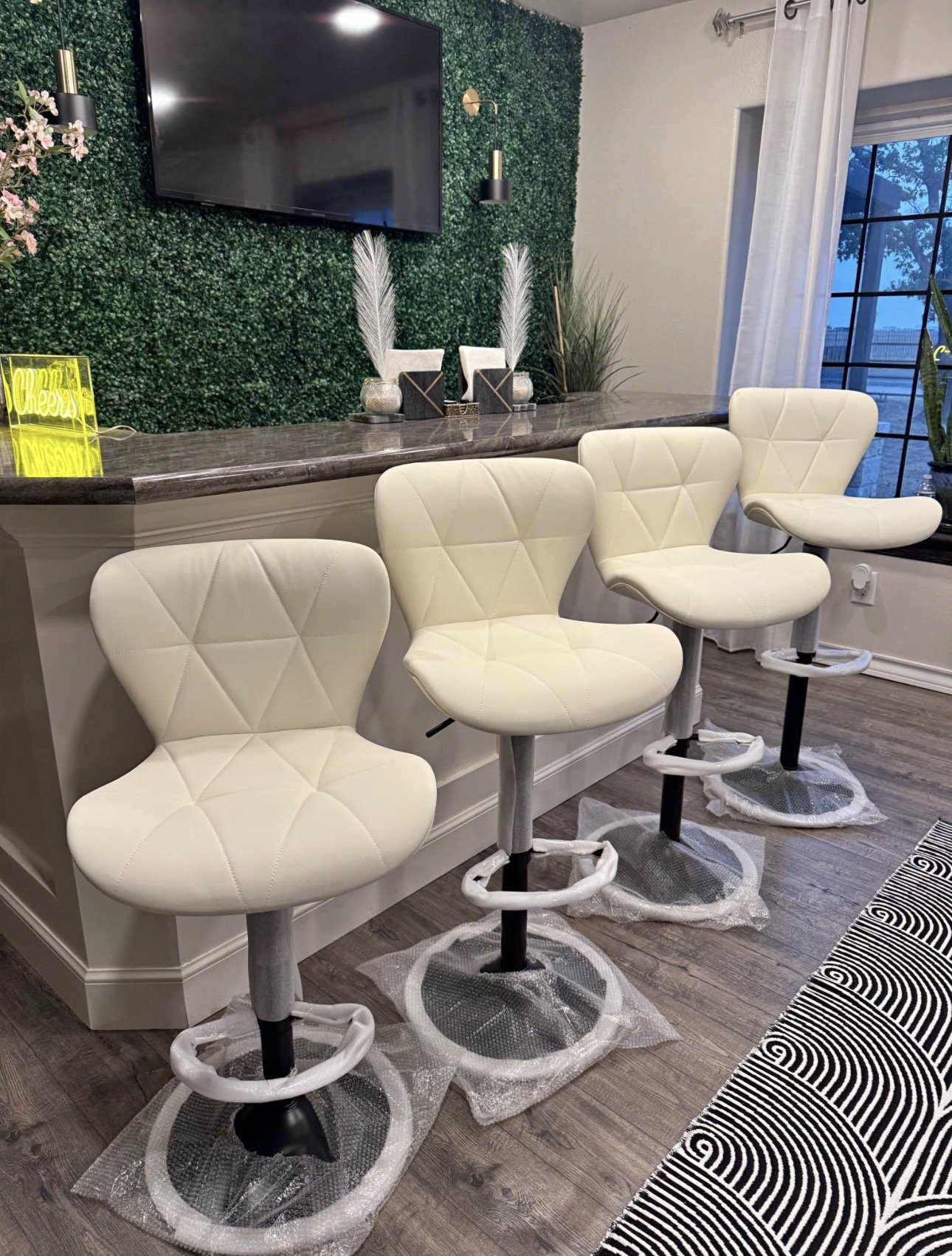Ivory Adjustable Swivel Barstool