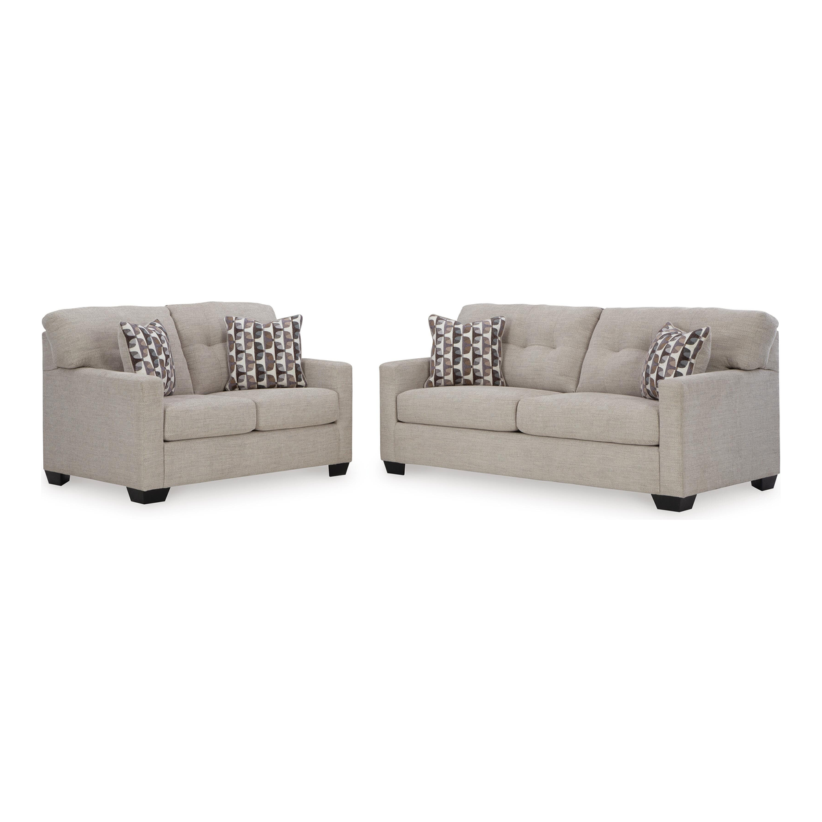 Mahoney Sofa and Loveseat in Pebble