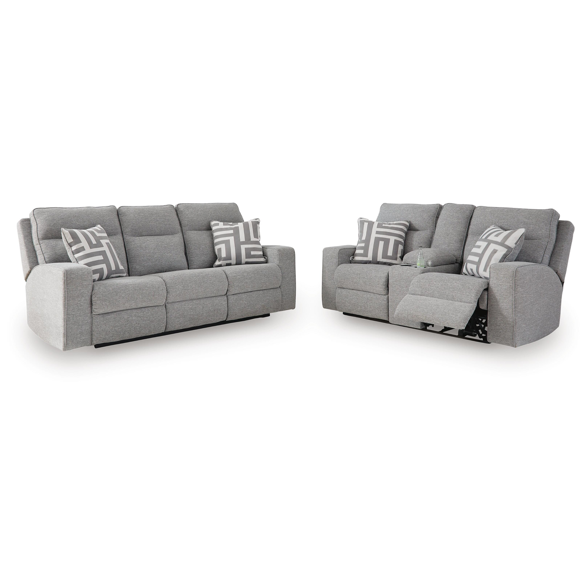 Biscoe Sofa and Loveseat in Pewter