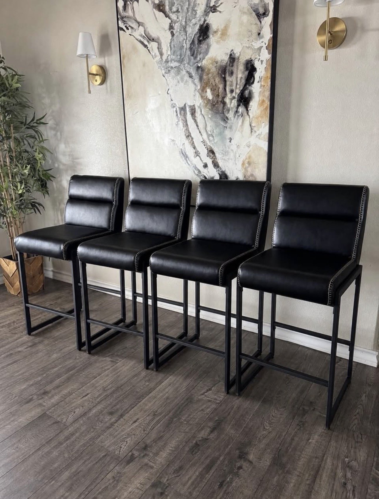 Onyx Channel-Stitch Counter Stool