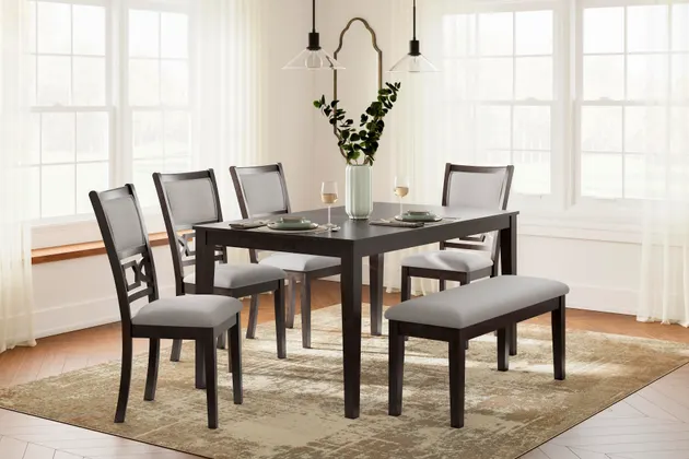 Langwest Dining Room Table Set (6-Piece) in Brown
