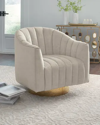 Penzlin Swivel Accent Chair in Pearl