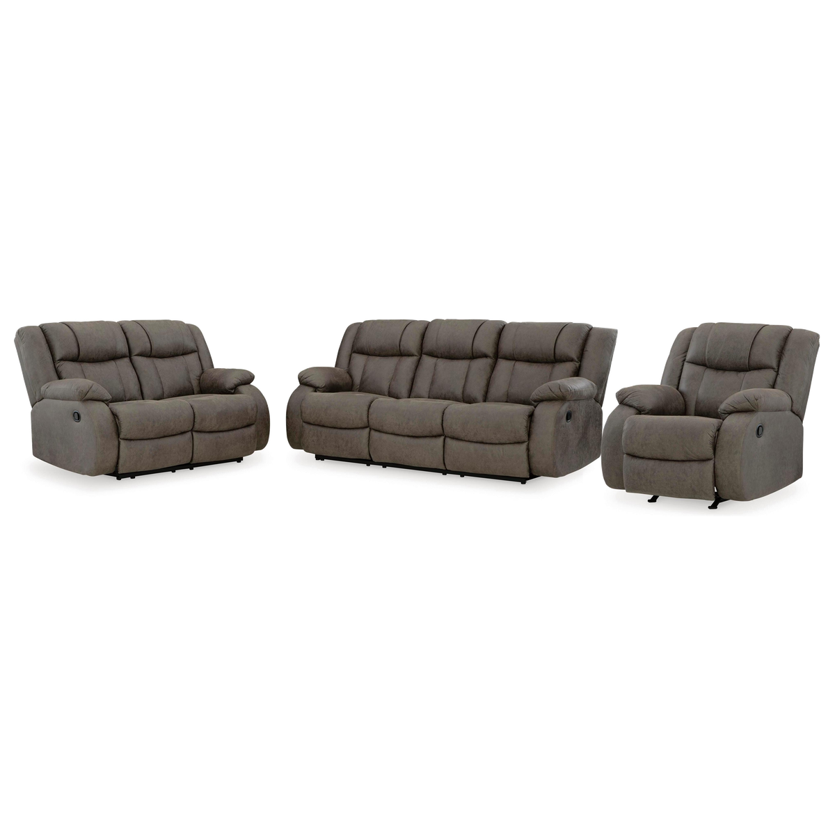 First Base Sofa, Loveseat and Recliner in Gunmetal